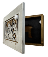 White Wolf Gun Concealment Furniture - Handcrafted Hidden Gun Storage Wall Decor - Hidden Gun Shelf with Magnetic Lock for Quick Access