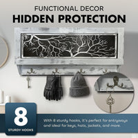 Winter Family Tree Gun Concealment Decor - Handcrafted Wooden Gun Cabinets - Gun Shelf Hidden Storage for Rifles, Shotguns, & Handguns - Quick Access Hidden Wall Safe