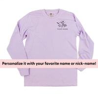 Custom Name - Bouquet (pocket) - (PERSONALIZE IT) - Long Sleeve Comfort Colors Tee