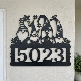 Custom Metal Wall Art - Personalized Gnome Address Sign