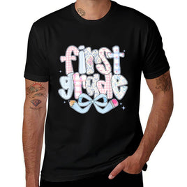 1st Grade Preppy Coquette Bow Girly Back To School Girl Kids  Slim-fit Cut T-Shirt