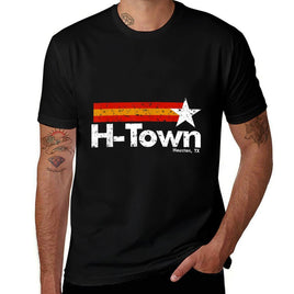 H Town Houston Texas  Heathered Texture T-Shirt