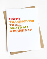 Couch Nap Funny Thanksgiving Card Cute Turkey Day Card