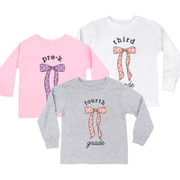 Back to School Bows - (Choose Your Grade) - Child Long Sleeve Tee