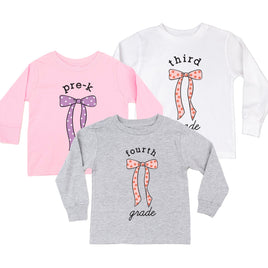 Back to School Bows - (Choose Your Grade) - Child Long Sleeve Tee