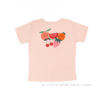 Pocket Fruit (Front) w/ Group of Smiley Fruit (Back) - Child Tee