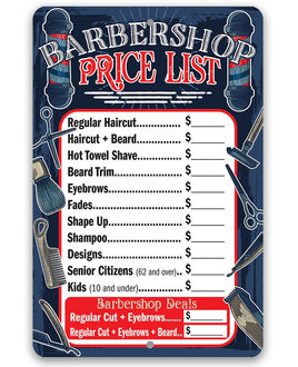 Barbershop Price List - Metal Sign