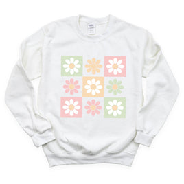 3x3 Checker Board Flowers - BASIC Fleece