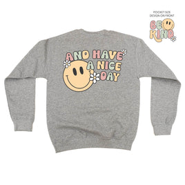 Be Kind Pocket on Front w/ And Have a Nice Day on Back - BASIC FLEECE CREWNECK