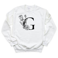 FLORAL INITIALS - BASIC FLEECE CREWNECK