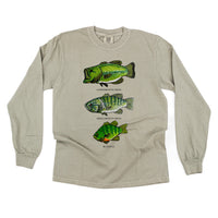 Bass And Bluegill Chart (Hand Drawn) -  Long Sleeve Comfort Colors Tee