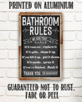 Bathroom Rules (Chalkboard Style) - Metal Sign