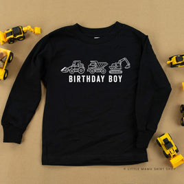 Birthday Boy Construction Trucks - Child Long Sleeve Tee