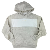 Colorblock Hoodie - Oatmeal + White  - Embroidered MAMA (Cream Thread)