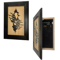Hidden Gun Storage Cabinet Concealment Furniture, Gothic Skull Through The Wall Design, Concealed Shelf, Secure Firearm Safe, Handmade in the USA