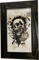 Hidden Gun Cabinet Safe with Skull Giving Middle Finger Wall Decor, Concealed Furniture
