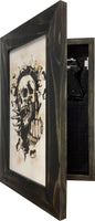 Hidden Gun Cabinet Safe with Skull Giving Middle Finger Wall Decor, Concealed Furniture