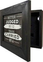 Better Judged by 12 Than Carried by 6 Gun Concealment Furniture - Handcrafted Hidden Gun Storage Wall Decor - Hidden Safe Furniture with Magnetic Lock for Quick Access & Storage