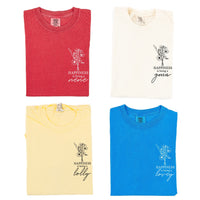 Bouquet Style - "Happiness Is Being a _______" (pocket) - (Choose Your Name) - Comfort Colors Tee