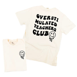 Overstimulated Teachers Club - Melty X Squiggle Smiley (pf & b) - Comfort Colors Tee