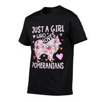 Pomeranian Just A Girl Who Loves Pomeranians Flower Floral  Lightweight T-Shirt