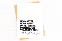 Loss Anniversary Bereavement Card for Widow or Widower, Miscarriage, Sympathy