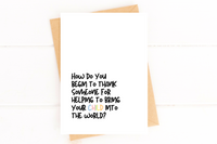 Thank You Card for Labor and Delivery Nurse, Thank You for Doula Card, Thank You