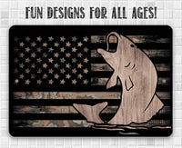Camouflage American Flag Fishing - Metal Sign