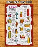 Cannibal Room Cocktail Lounge Drink Menu - Metal Sign