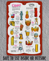Cannibal Room Cocktail Lounge Drink Menu - Metal Sign