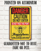 Caution Honeybees - Metal Sign