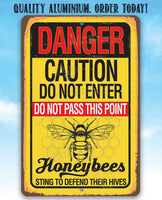 Caution Honeybees - Metal Sign