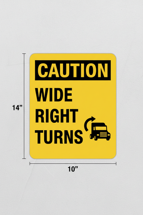 Caution Wide Right Turns Decal