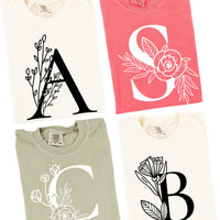 Floral Initials - Comfort Colors Tee