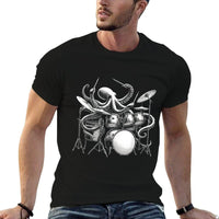Octopus Playing Drums Retro Drummer  Heathered Texture T-Shirt