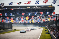 Checkered Flag Pennant Strings at a Race