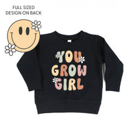 You Grow Girl on Front w/ Smiley and Flowers on Back - Child Sweater