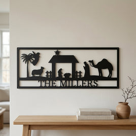 Custom Metal Wall Art - Personalized Nativity Sign