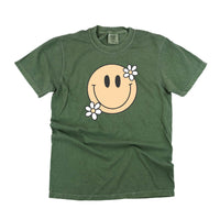 Big Smiley w/ Flowers - Comfort Colors Tee