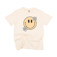 Big Smiley w/ Flowers - Comfort Colors Tee