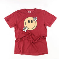Big Smiley w/ Flowers - Comfort Colors Tee