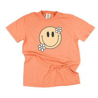 Big Smiley w/ Flowers - Comfort Colors Tee