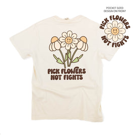 Pick Flowers Not Fights w/pocket on front - Comfort Colors Tee