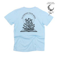 Take the Time (Front Pocket) w/ To Expand Your Mind (Back) - Comfort Colors Tee