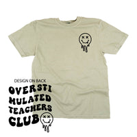 Overstimulated Teachers Club - Melty X Squiggle Smiley (pf & b) - Comfort Colors Tee