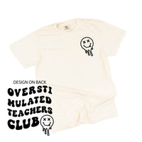 Overstimulated Teachers Club - Melty X Squiggle Smiley (pf & b) - Comfort Colors Tee