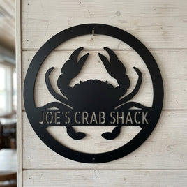 Custom Metal Wall Art - Personalized Coastal Crab Monogram Sign