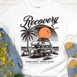 Custom Recovery T-Shirt | Inspiring Sobriety |  Chasing Sunsets, Pursuing Freedom