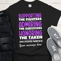 Custom Recovery T-Shirt | Inspiring Sobriety |  Supporting The Fighters Overdose Awareness