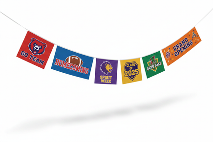 Custom Rectangle Pennant String Flags - White Background